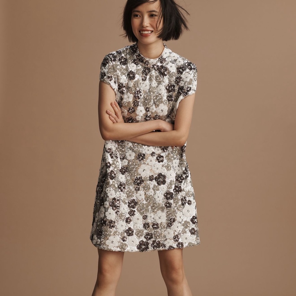 Anthropologie Sequin Flower dress